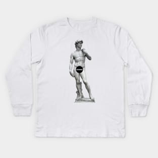 David Michelangelo Renaissance Sculpture Censored Art Kids Long Sleeve T-Shirt